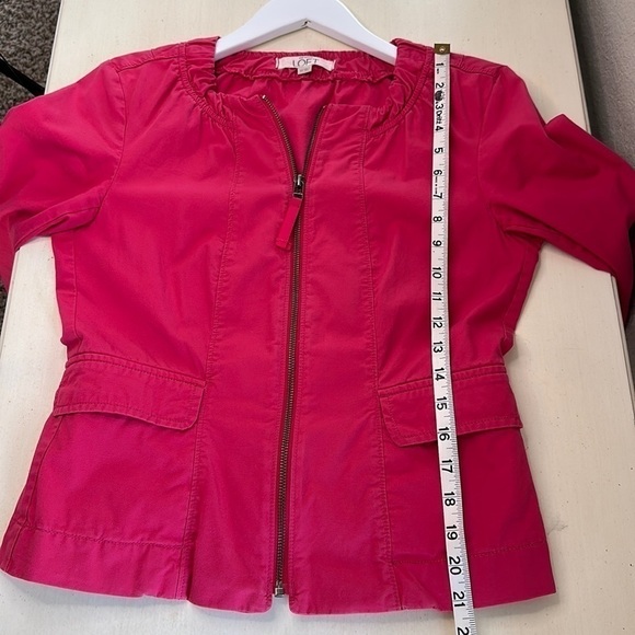 LOFT Hot Pink Cotton Peplum Style Jacket Size XS - Picture 12 of 13